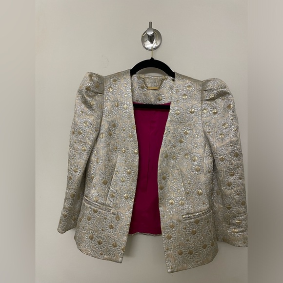 NWT TRINA TURK Lined Shiny Blazer metallic daisy jacquard Style 17R401 - Picture 12 of 12